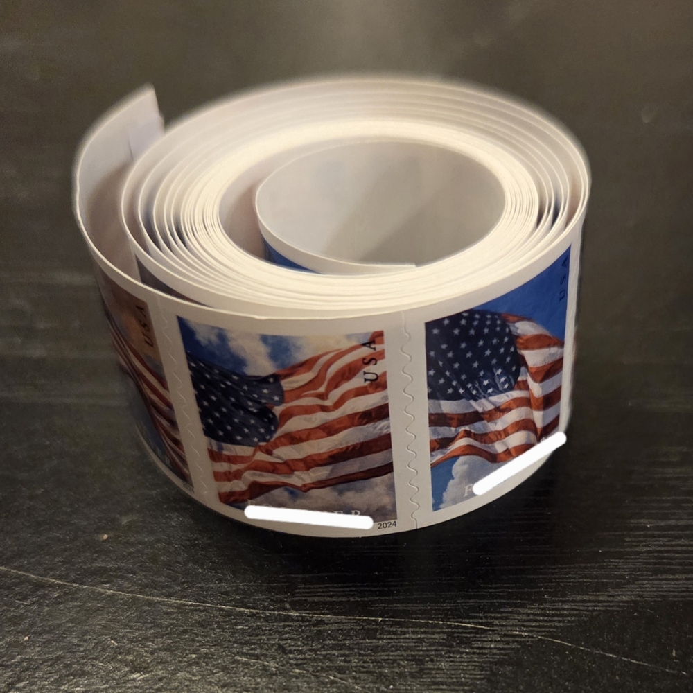 USA Flag Self-Adhesive Shipping Labels - White/Blue/Red